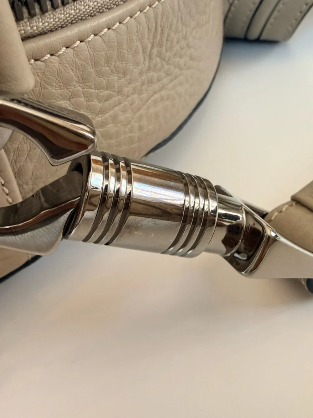 Christian Louboutin Taupe Studded Dome Satchel